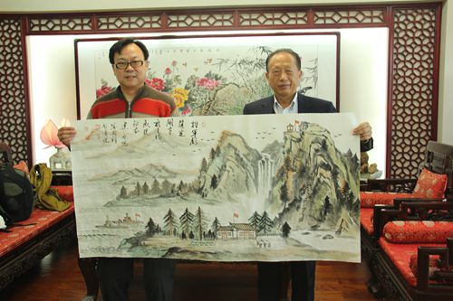 院长王建华与上将喻林祥先生书画交流-第1张图片-中青华夏书画院